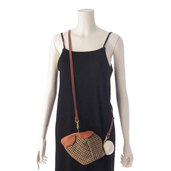 Loewe Bunny Tweed x Leather Check Shoulder Bag Brown - Picture 10 of 10